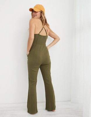 Aerie Kick-It Flare Ribbed Jumpsuit