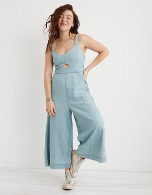 Aerie Denim Cutout Jumpsuit