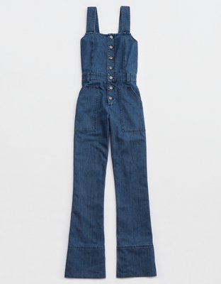 Aerie Denim Kick Flare Overalls