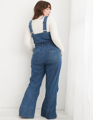 Aerie Denim Kick Flare Overalls