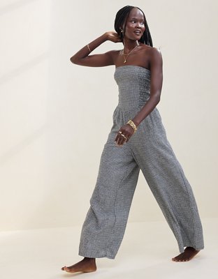 Aerie Strapless Smocked Jumpsuit | Aerie