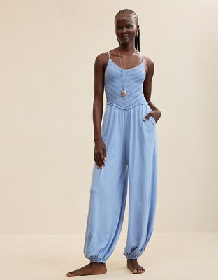 Aerie Happiest Smocked Jumpsuit | Aerie