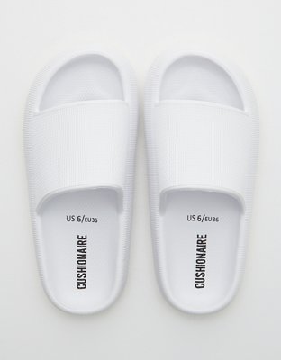 White best sale feather slides