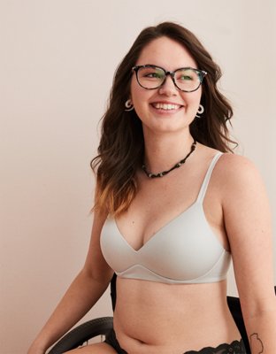 New AERIE American Eagle Real Sunnie Wireless Push Up Bra, Natural