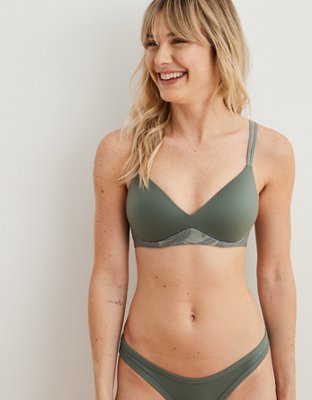Aerie Real Sunnie Wireless Demi Coverage Push Up Bra