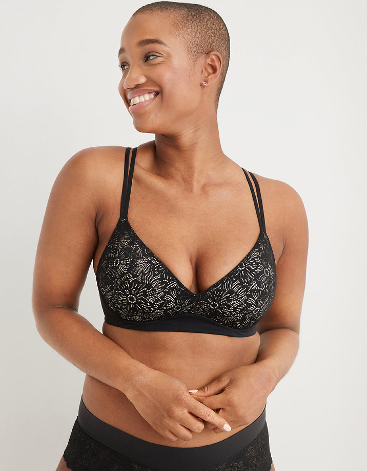 Aerie Real Sunnie Wireless Push Up Blossom Lace Bra