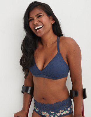 Aerie Real Sunnie Wireless Push Up Blossom Lace Bra