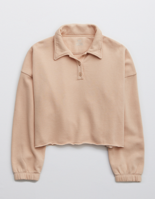Aerie Fleece-Of-Mind Cropped Polo Sweatshirt