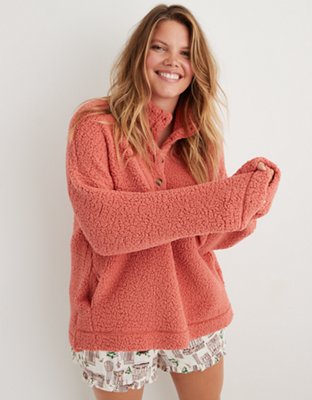 red sherpa sweater