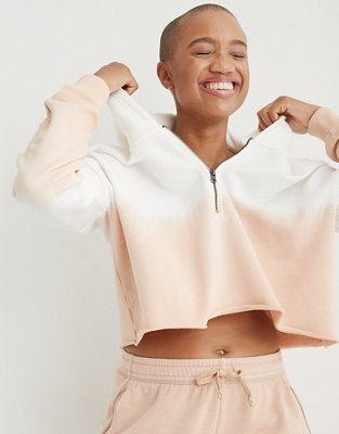 Aerie Fleece-Of-Mind Cropped Quarter Zip Hoodie