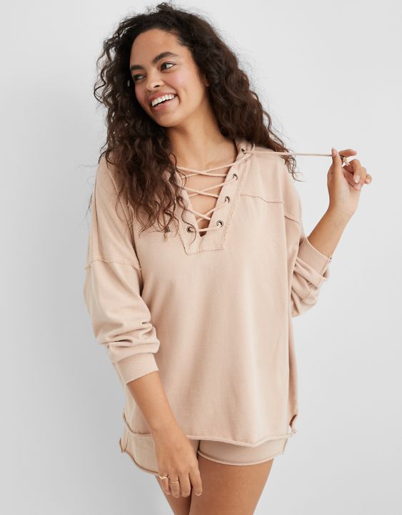 Aerie Lace Up Hoodie