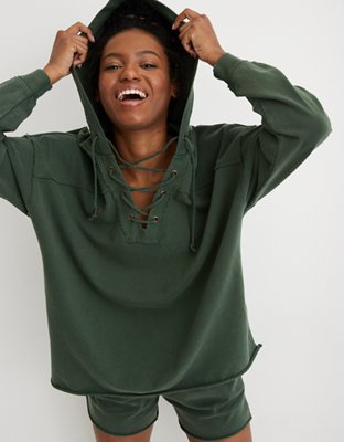 aerie lace up sweatshirt