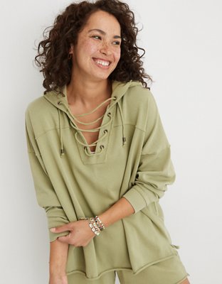 aerie lace up sweatshirt