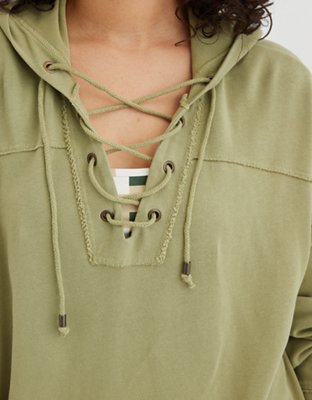 aerie lace up sweatshirt