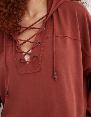 aerie lace up sweatshirt