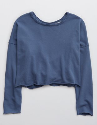 Aerie Lace Up Oversized Crew Sweatshirt