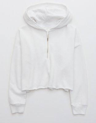 Aerie Fleece-Of-Mind Cropped Quarter Zip Hoodie