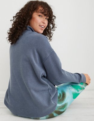 Aerie Ribbed Oversized Quarter Zip Sweatshirt