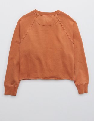 Aerie Fleece-Of-Mind Varsity Cropped Crew Neck Sweatshirt