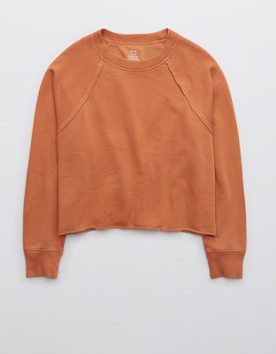 Aerie Fleece-Of-Mind Varsity Cropped Crew Neck Sweatshirt