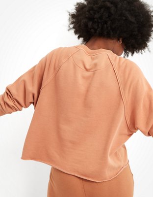 Женские худи Aerie Fleece-Of-Mind Varsity Cropped Crew Neck Sweatshirt — фото 4