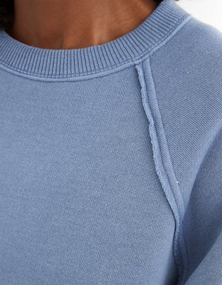 Aerie Fleece-Of-Mind Varsity Cropped Crew Neck Sweatshirt