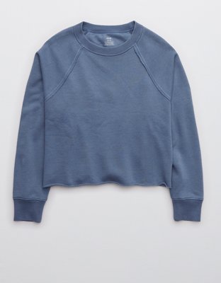 Aerie Fleece Of Mind Varsity Cropped Crew Neck Sweatshirt