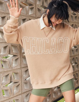 aerie the sweat waffle crew neck sweatshirt