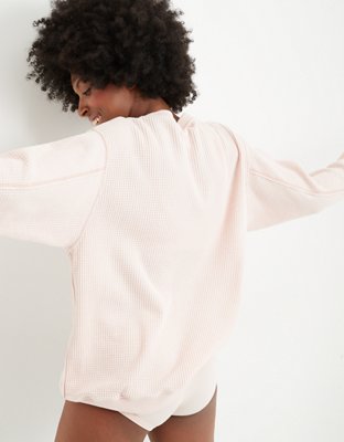 aerie the sweat waffle crew neck sweatshirt