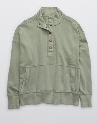 Aerie Oh Snap! Weekend Henley Mock Neck Sweatshirt