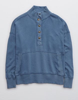 Aerie Oh Snap! Weekend Henley Mockneck Sweatshirt