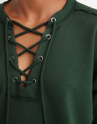 aerie lace up sweatshirt
