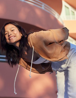 Aerie Cropped Full Zip Hoodie