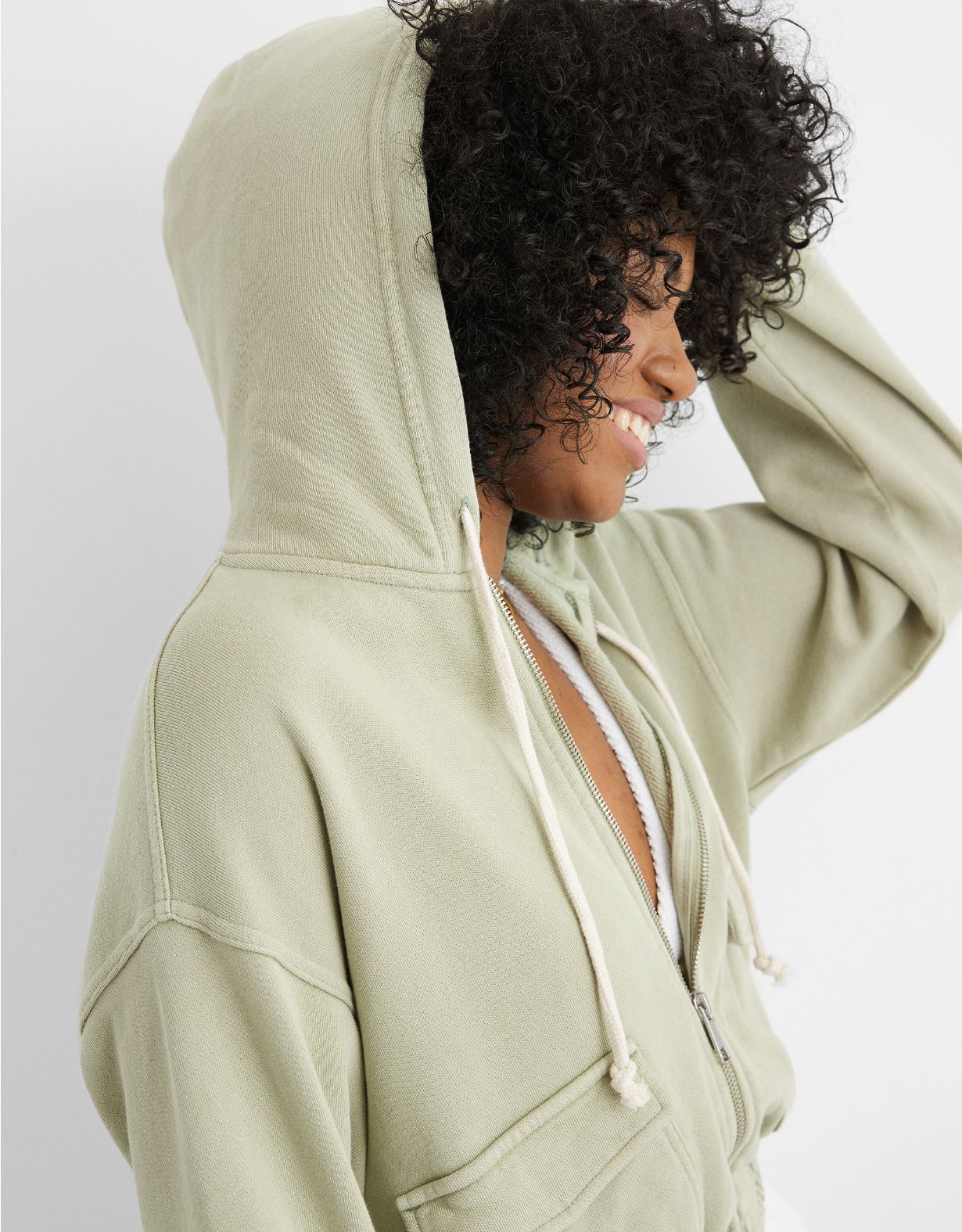 Aerie Cropped Full Zip Hoodie