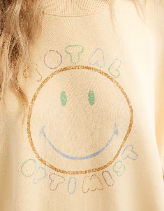 Aerie The Happiest Oversized Smiley® Crew Sweatshirt