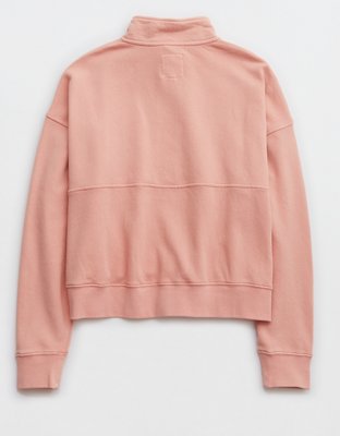 Aerie Button Mock Neck Cropped Sweatshirt