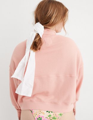 Aerie Button Mock Neck Cropped Sweatshirt