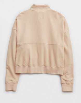 Aerie Button Mock Neck Cropped Sweatshirt
