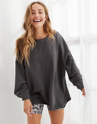 Aerie Down-To-Earth Oversized Sweatshirt: Smoked Grey