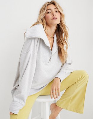 Aerie Down-To-Earth Quarter Zip Sweatshirt