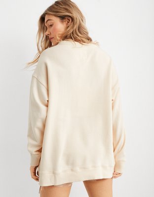 Aerie Lace Up Oversized Crew Sweatshirt