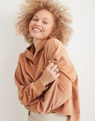 Aerie Velour Cropped Hoodie