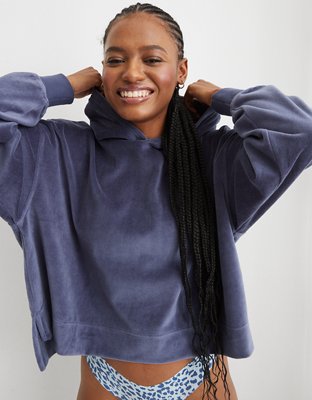 Aerie Velour Cropped Hoodie