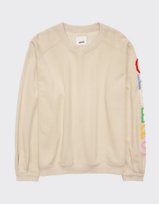 Aerie Pleated Sleeve Crew Sweatshirt