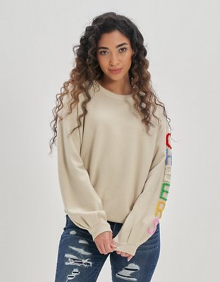 Aerie Pleated Sleeve Crew Sweatshirt