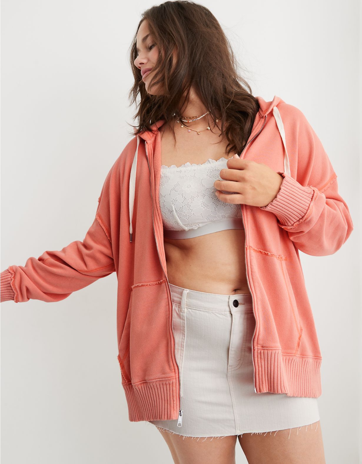 Aerie Down-To-Earth Hoodie con cierre completo