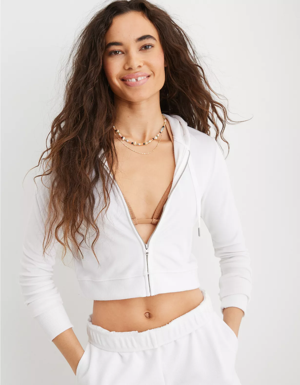 Aerie Dreamy Velour Cropped Hoodie