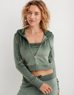 Aerie Dreamy Velour Cropped Hoodie