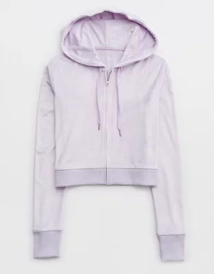 Aerie Dreamy Velour Cropped Hoodie