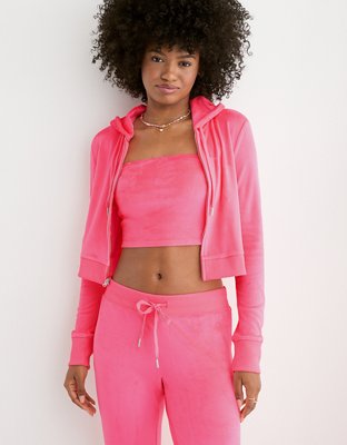 Aerie Dreamy Velour Cropped Hoodie